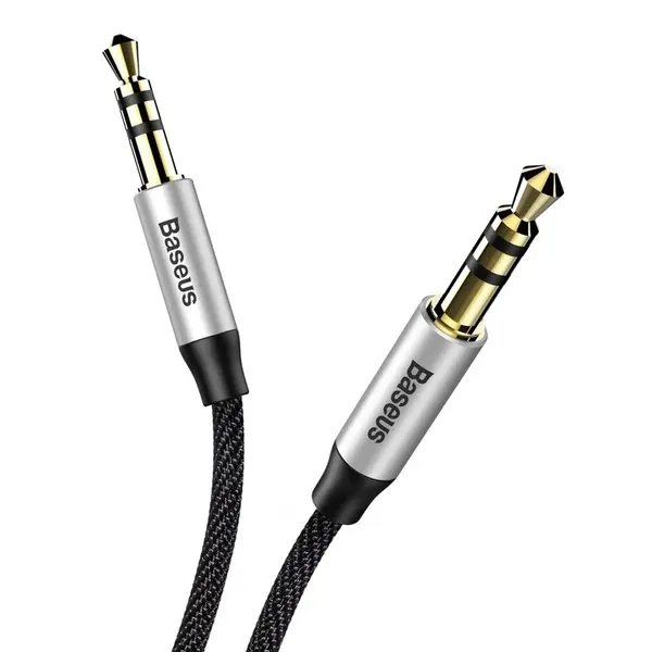Baseus Yiven M30 kabel audio stereo AUX 3,5 mm męski mini jack 1,5m srebrno-czarny (CAM30-CS1)
