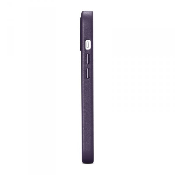 iCarer Case Leather pokrowiec etui z naturalnej skóry do iPhone 14 ciemnofioletowy (WMI14220705-DP) (kompatybilne z MagSafe)
