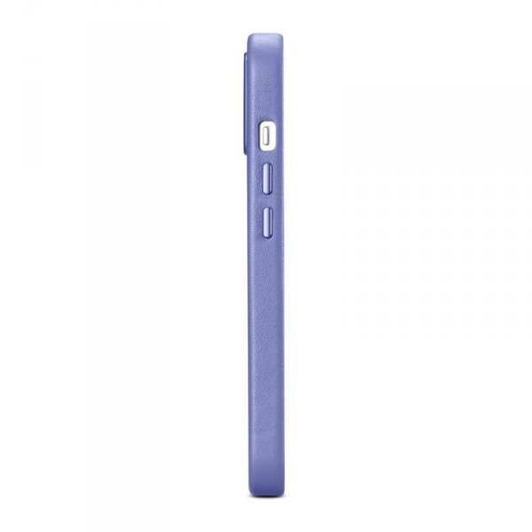 iCarer Case Leather pokrowiec etui z naturalnej skóry do iPhone 14 jasnofioletowy (WMI14220705-LP) (kompatybilne z MagSafe)
