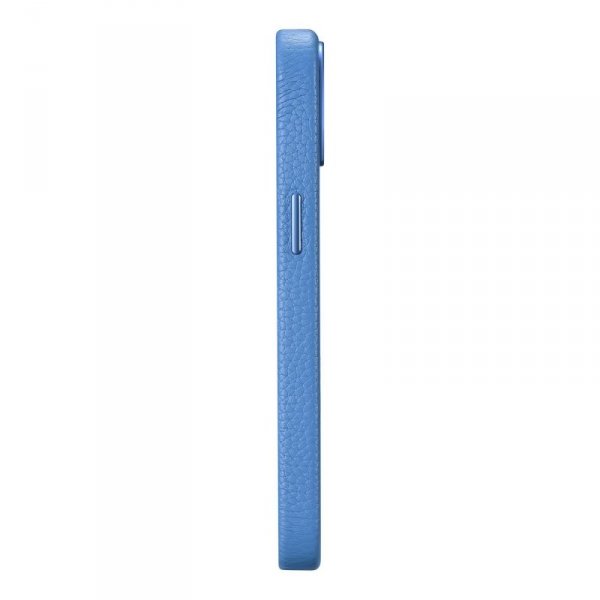 iCarer Litchi Premium Leather Case skórzane etui iPhone 14 Plus magnetyczne z MagSafe jasnoniebieski (WMI14220711-LB)