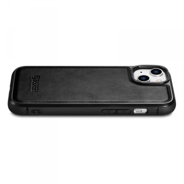 iCarer Leather Oil Wax etui pokryte naturalną skórą do iPhone 14 czarny (WMI14220717-BK)