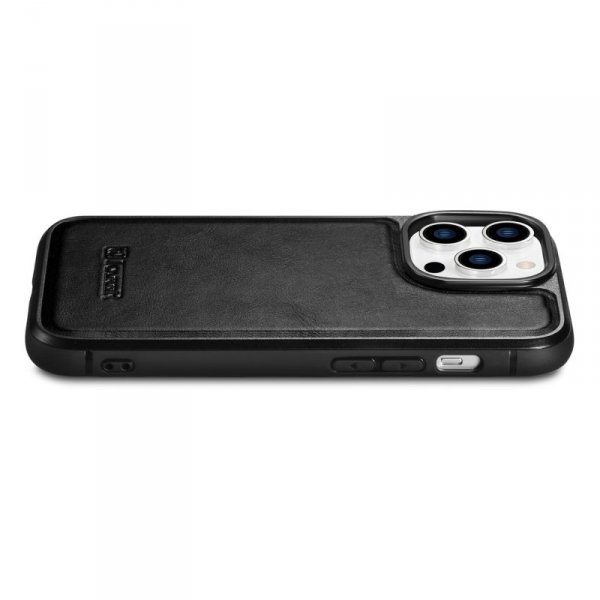 iCarer Leather Oil Wax etui iPhone 14 Pro Max skórzany pokrowiec czarne (WMI14220720-BK)