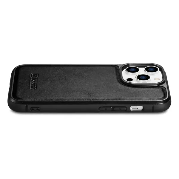 iCarer Leather Oil Wax etui iPhone 14 Pro Max skórzany pokrowiec czarne (WMI14220720-BK)