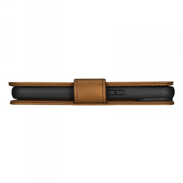 iCarer Oil Wax Wallet Case 2in1 etui iPhone 14 Pro Max skórzany pokrowiec z klapką Anti-RFID brązowy (WMI14220724-TN)