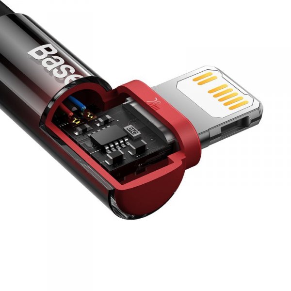 Kabel Baseus CAVP000220 kątowy Lightning - USB-C PD 20W 480Mb/s 1m - czerwony