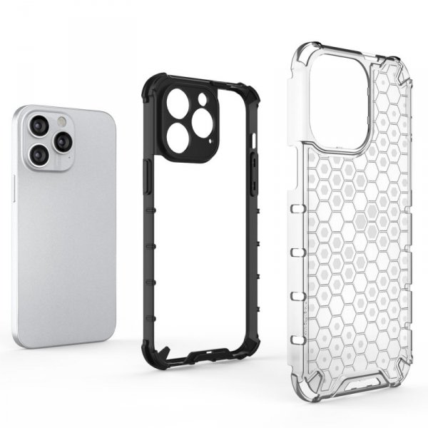 Honeycomb etui iPhone 14 Pro Max pancerny hybrydowy pokrowiec czarne