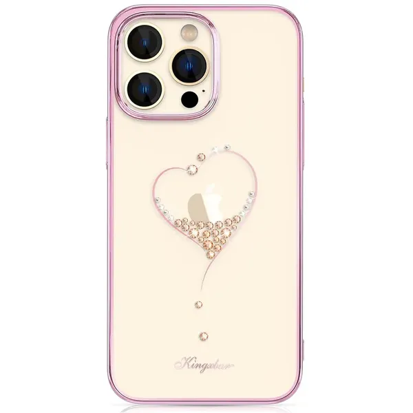 Etui silikonowe z kryształami Swarovski Kingxbar Wish Series do iPhone 14 Pro - różowe