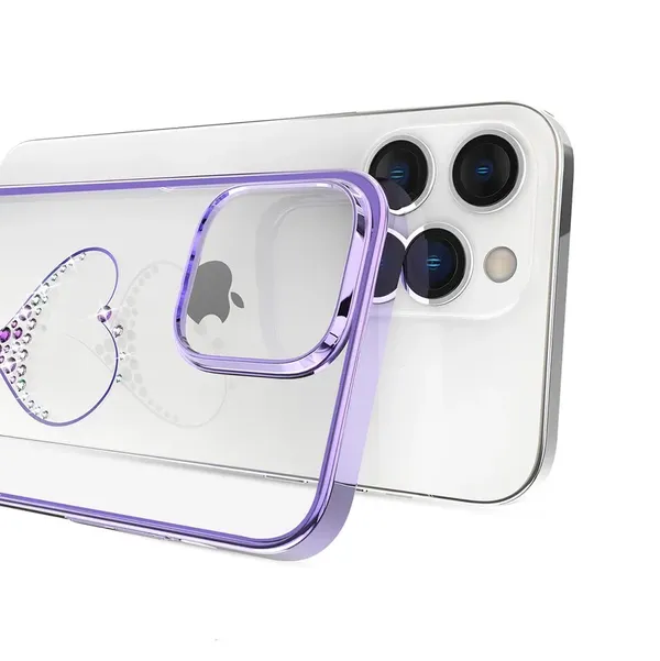 Etui silikonowe z kryształami Swarovski Kingxbar Wish Series do iPhone 14 Pro Max - fioletowe