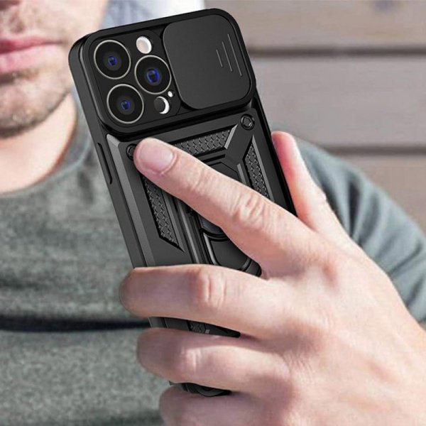 Hybrid Armor Camshield etui iPhone 13 Pro Max pancerny pokrowiec z osłoną na aparat czarne