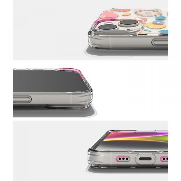 Ringke Fusion Design pancerne etui pokrowiec z żelową ramką iPhone 14 Plus przezroczysty (Floral) (FD637E31)