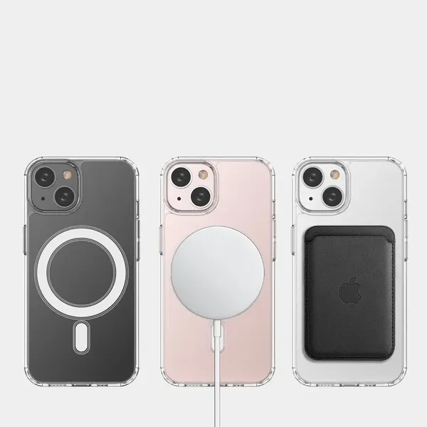 Etui magnetyczne Clear Magnetic Case z MagSafe do iPhone 14  ze srebrnym ringiem - przezroczyste