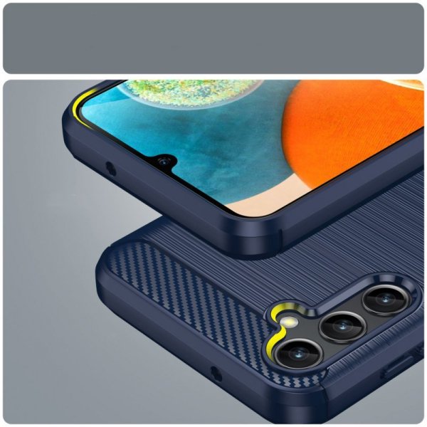 Carbon Case etui Samsung Galaxy A14 5G elastyczny silikonowy karbonowy pokrowiec niebieskie