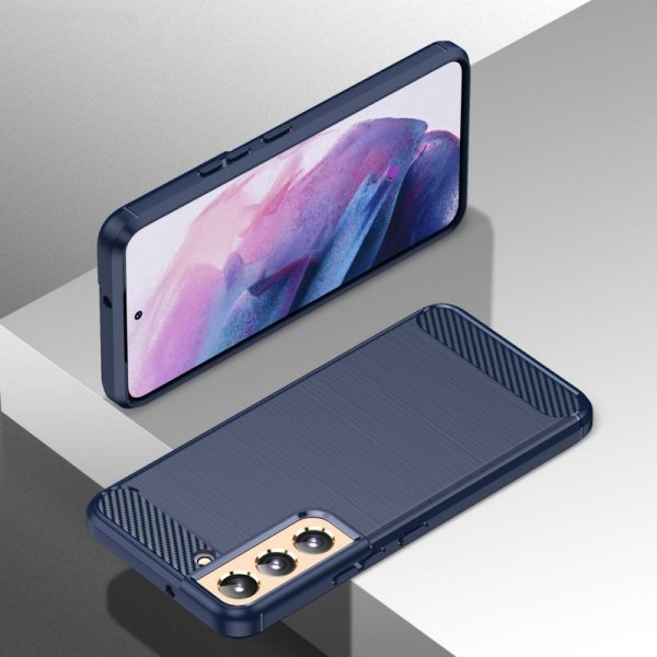 Carbon Case etui Samsung Galaxy S23+ elastyczny silikonowy karbonowy pokrowiec niebieskie