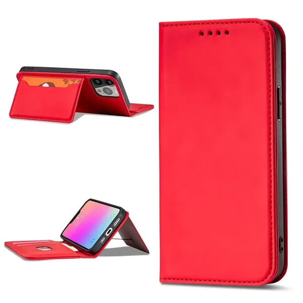 Magnet Card Case etui Samsung Galaxy S23 pokrowiec z klapką portfel podstawka czerwone