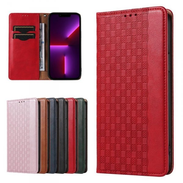Magnet Strap Case etui Samsung Galaxy S23 pokrowiec z klapką portfel mini smycz podstawka czerwone