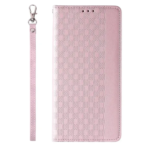 Magnet Strap Case etui Samsung Galaxy S23+ pokrowiec z klapką portfel mini smycz podstawka różowe