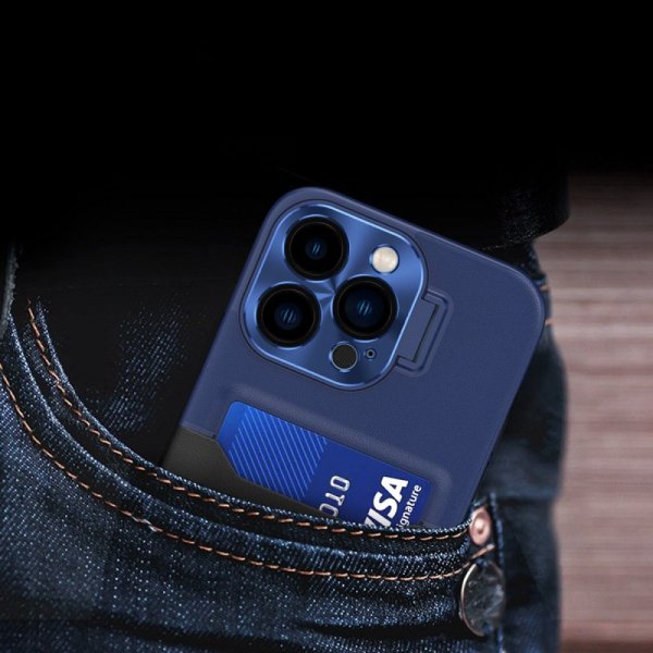 Leather Stand Case etui Samsung Galaxy S23+ pokrowiec portfel na kartę z podstawką niebieskie