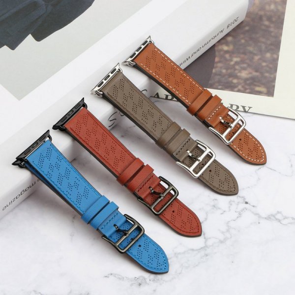 Pasek skórzany Strap Leather do Apple Watch 42 / 44 / 45 / 49 mm opaska bransoleta - ciemnobrązowy