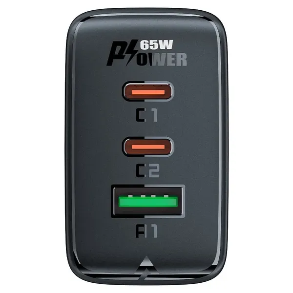 Acefast szybka ładowarka sieciowa GaN (2x USB-C / USB-A) PPS / PD / QC4+ 65W biała (A41)