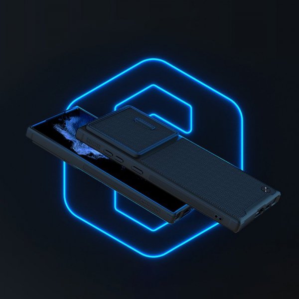 Nillkin Textured S Case etui Samsung Galaxy S22 Ultra pancerny pokrowiec z osłoną na aparat niebieskie