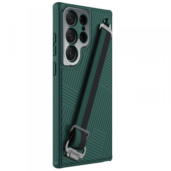 Nillkin Strap Case etui do Samsung Galaxy S23 Ultra pancerny pokrowiec z paskiem na rękę zielone