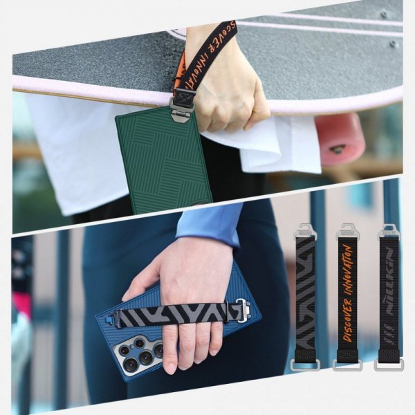 Nillkin Strap Case etui do Samsung Galaxy S23 Ultra pancerny pokrowiec z paskiem na rękę niebieskie