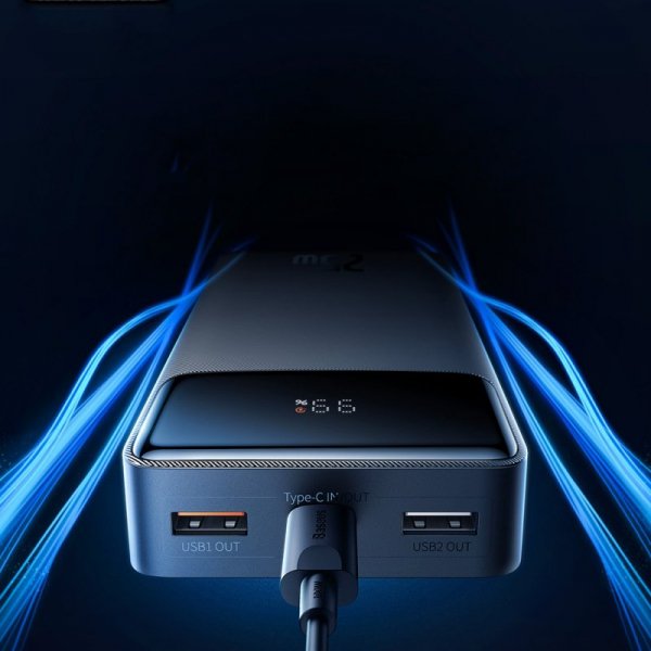 Powerbank 20000mAh USB / USB C 25W PD QC + kabel USB C 60W Baseus Bipow - czarny
