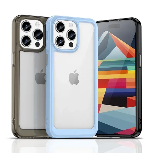 Wzmocnione etui z elastyczną ramką do iPhone 15 Pro Outer Space - niebieskie