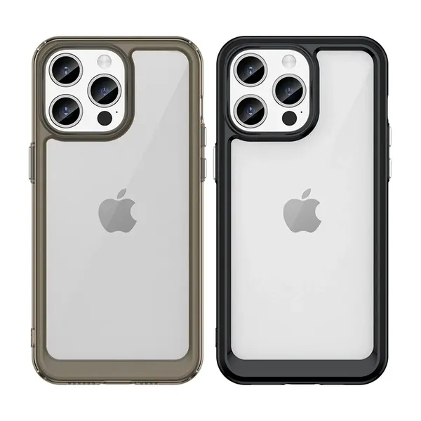 Wzmocnione etui z elastyczną ramką do iPhone 15 Pro Outer Space - czarne