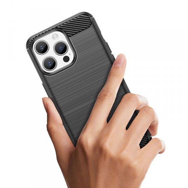Elastyczne etui wzór karbon do iPhone 15 Pro Max Carbon Case - czarne