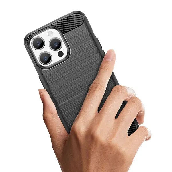 Elastyczne etui wzór karbon do iPhone 15 Pro Max Carbon Case - czarne