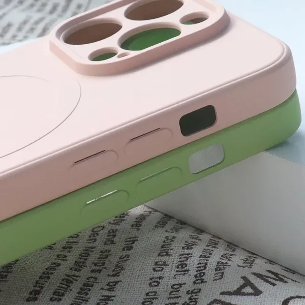 Silikonowe magnetyczne etui iPhone 13 Pro Max Silicone Case Magsafe - szaroniebieskie