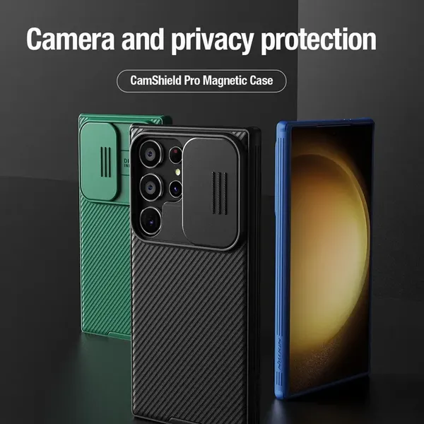 Etui Nillkin CamShield Pro pancerne z osłona na aparat do Samsung Galaxy S24 Ultra - niebieskie