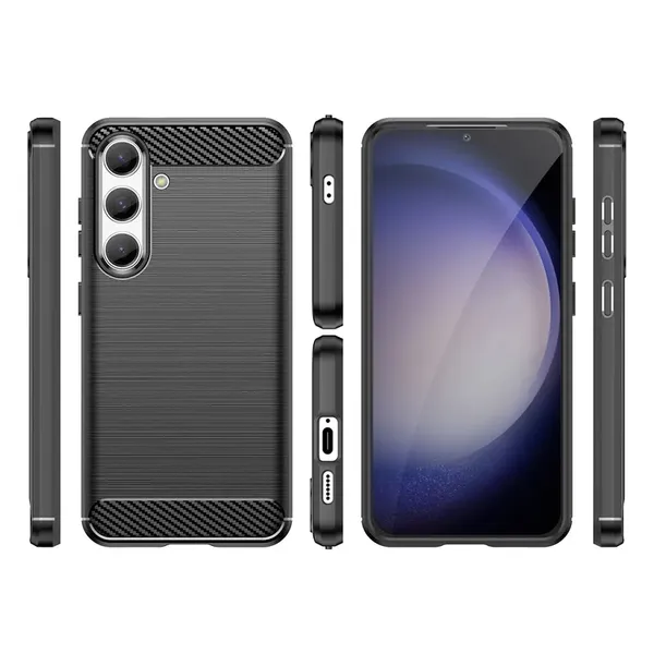 Etui Carbon Case do Samsung Galaxy S24 elastyczny silikonowy karbonowy pokrowiec - czarny