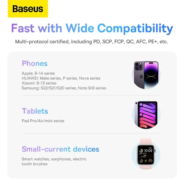 Powerbank Baseus Comet Series z wyświetlaczem 10000mAh 22.5W - niebieski + kabel USB-A - USB-C 0.3m - biały