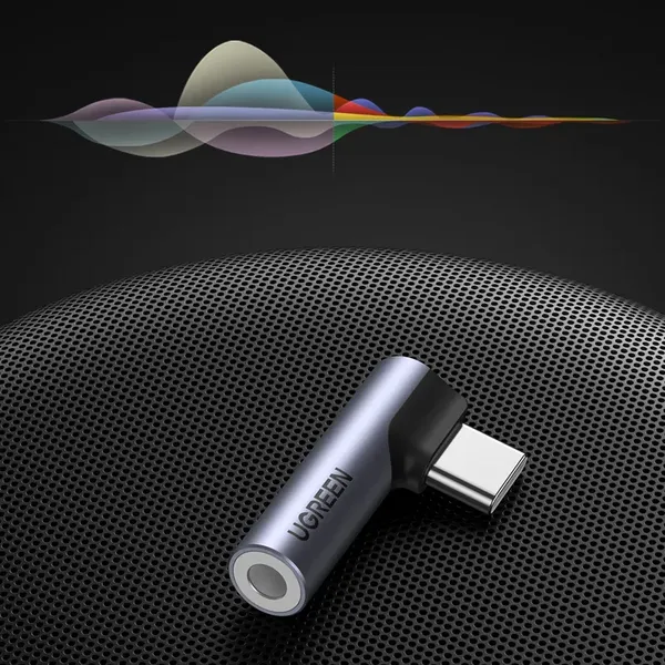 Adapter Ugreen AV154 80384 USB-C (męski) kątowy / mini jack  3.5mm (żeński) - szary