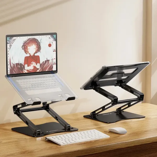 Podstawka pod laptopa, tablet Wozinsky WRS-CPY75DSB aluminiowa + Gratis! podstawka do smartfona - czarna