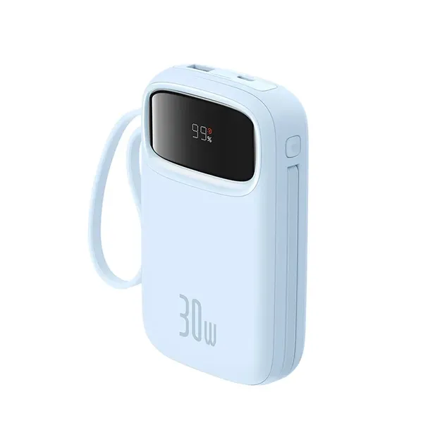 Powerbank Baseus QPow 2 30W 10000mAh z wbudowanymi kablami USB-C - niebieski