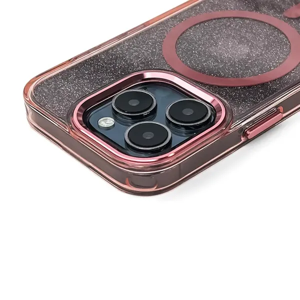 Etui Wozinsky Glitter Case z Mag Safe na Samsung Galaxy S24 FE - różowe z brokatem