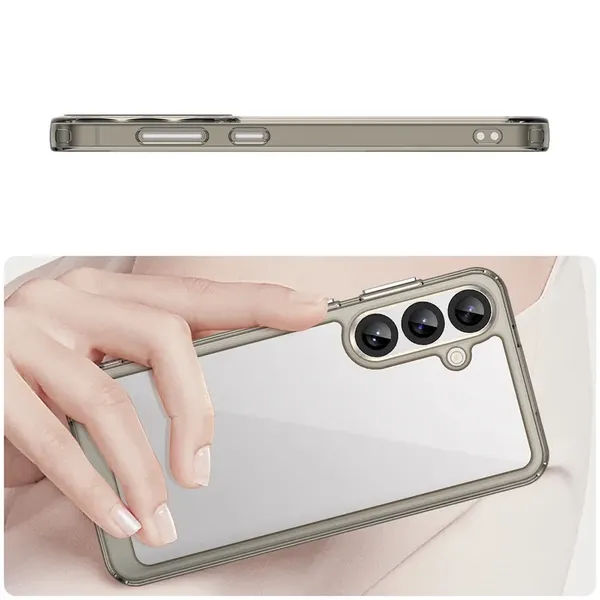 Etui Outer Space Case do Samsung Galaxy A36 pokrowiec z elastyczną ramką  - półprzezroczyste, czarne