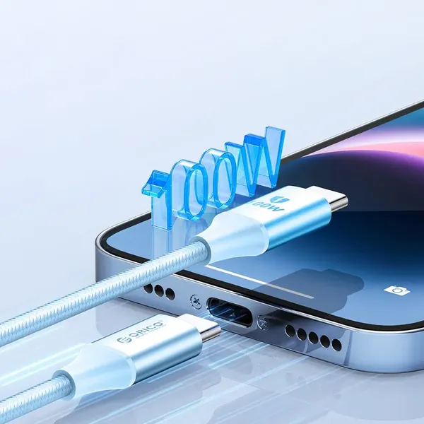 Kabel Orico CDX 100W 5A Power Delivery USB-C - USB-C 1m - niebieski