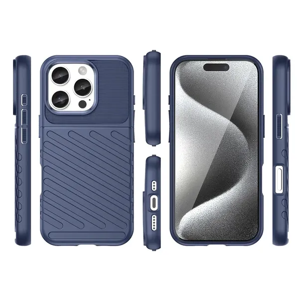 Etui Thunder Case na iPhone 16e silikonowy pancerny pokrowiec - niebieskie