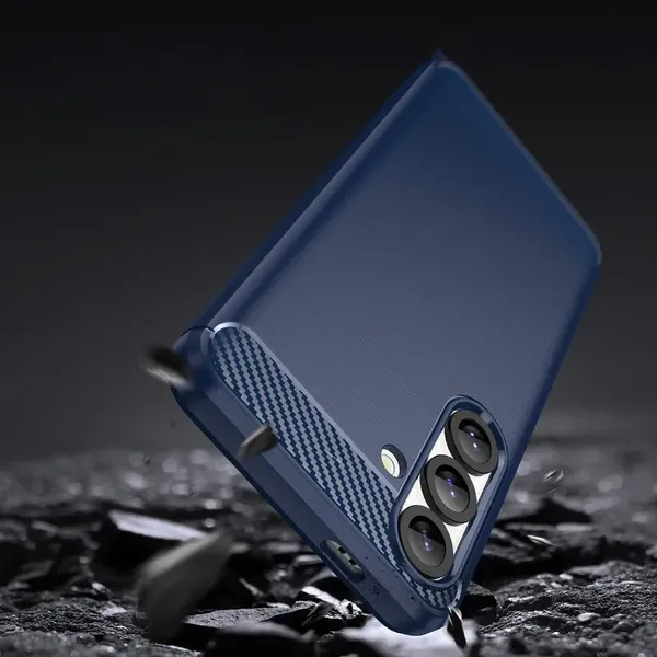 Etui silikonowe Carbon Case na Samsung Galaxy S25 Edge - niebieskie