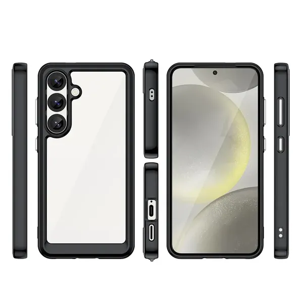 Etui Outer Space Case na Samsung Galaxy S25 Edge pokrowiec z elastyczną ramką - czarne