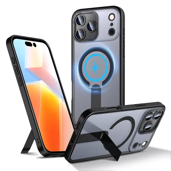 Etui Hybrid Armor X na iPhone 17 Pro z podstawką kompatybilne z MagSafe - czarne