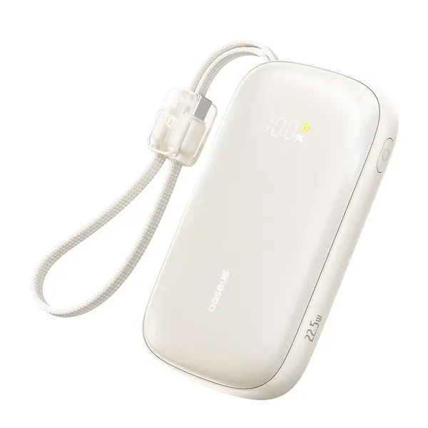 Powerbank Baseus EnerFill FC21 Qpow 3 Ultra 20000mAh 22.5W z wyświetlaczem z dołączonym kablem - beżowy