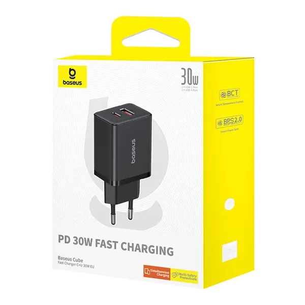 Ładowarka sieciowa Baseus Cube Pro 30W USB-C USB-A - czarna