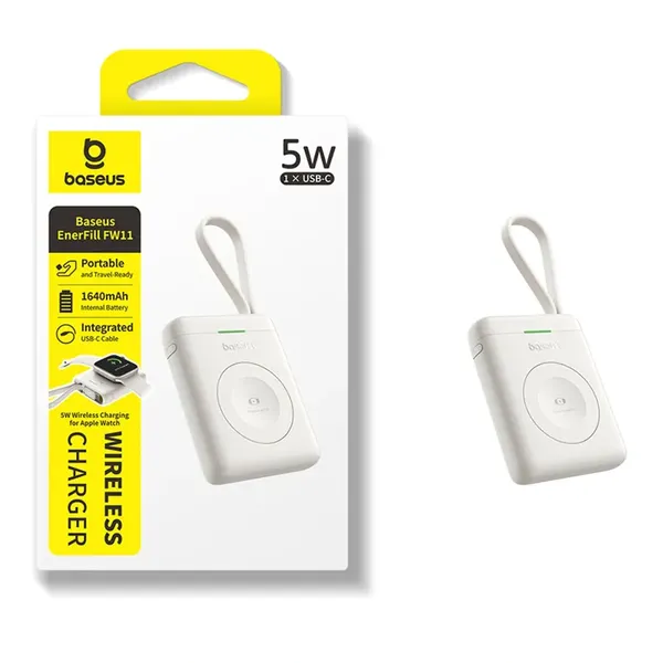 Powerbank Baseus EnerFill FW11 5W do Apple Watch z wbudowanym kablem - biały