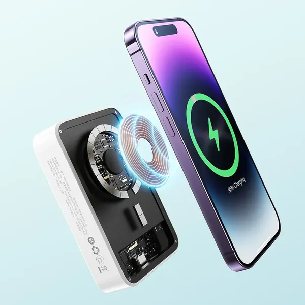 Powerbank magnetyczny Baseus EnerFill FM41 20000mAh 20W z kablem USB-C do USB-C 30cm - biały