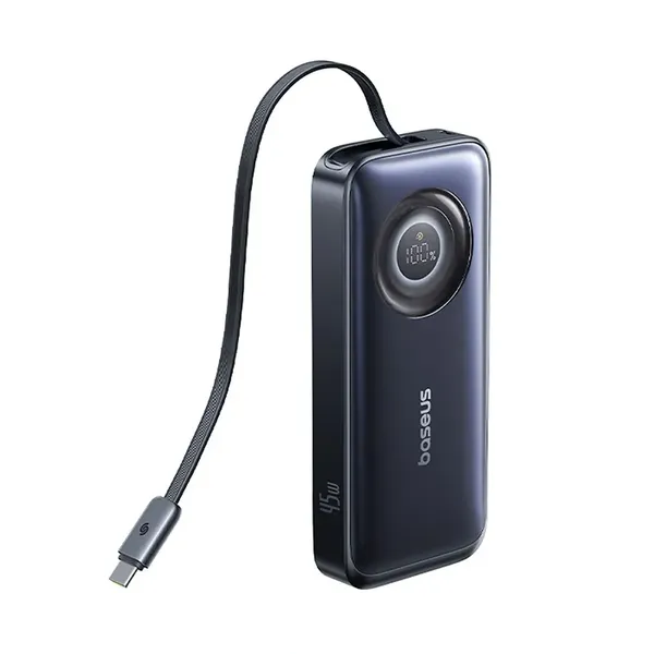 Powerbank Baseus EnerCore CR11 10000mAh 45W ze zwijanym kablem USB-C - czarny